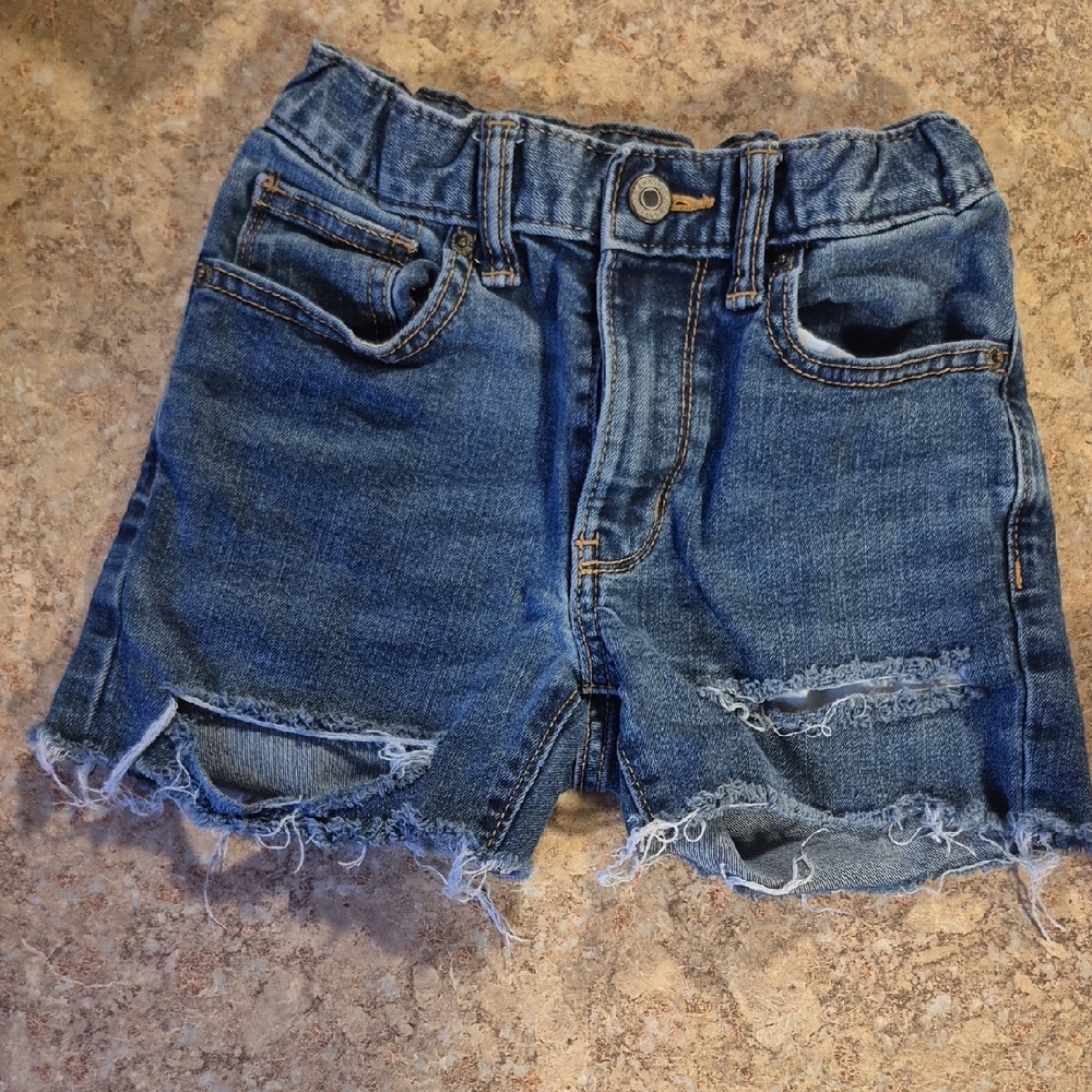 Girls' Distressed Denim Shorts - Blue